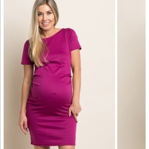 Pinkblush magenta fitted maternity dress